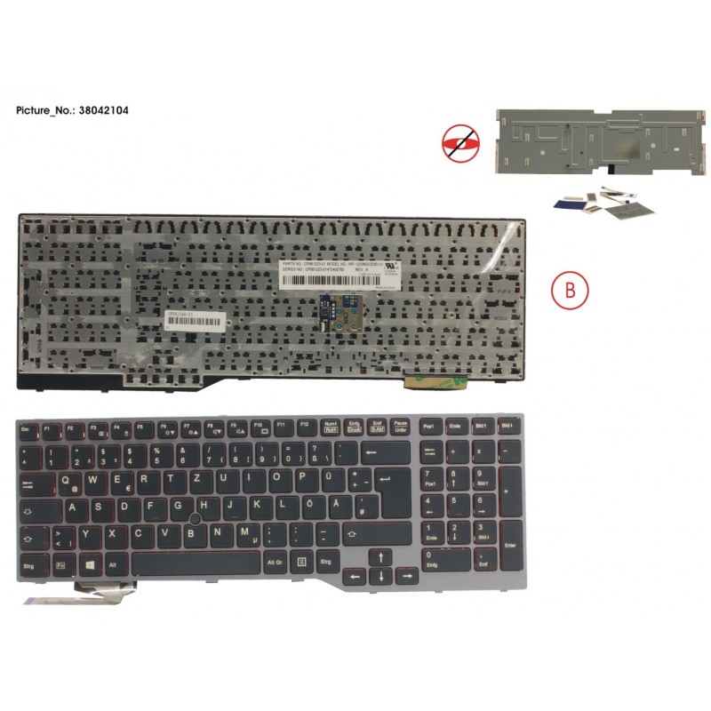 38042104 - KEYBOARD 10KEY BLACK/RED GERMAN