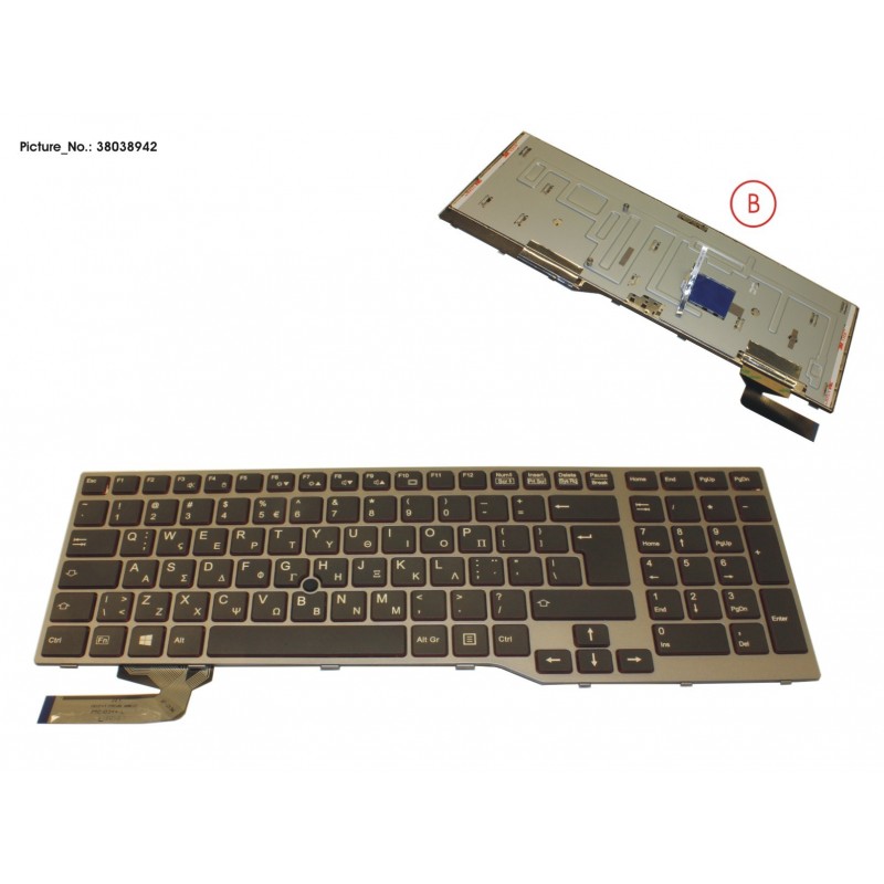 38038942 - KEYBOARD 10KEY BLACK/RED GREECE