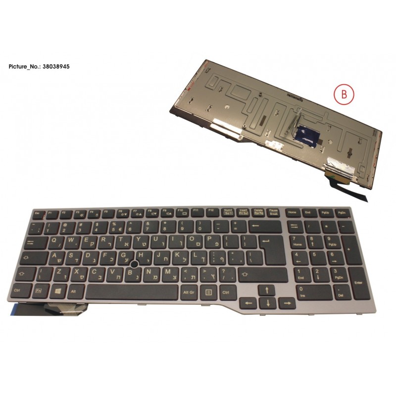 38038945 - KEYBOARD 10KEY BLACK/RED HEBREW