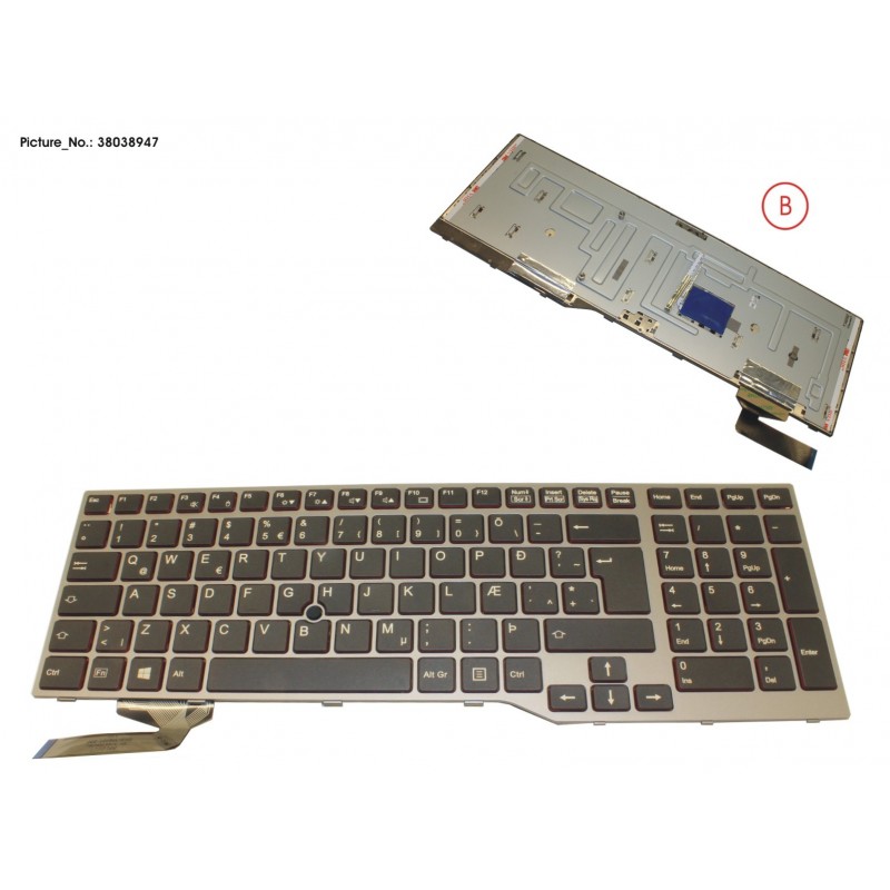 38038947 - KEYBOARD 10KEY BLACK/RED ICELAND