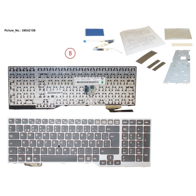 38042108 - KEYBOARD 10KEY BLACK/RED SCHWEDEN/FIN
