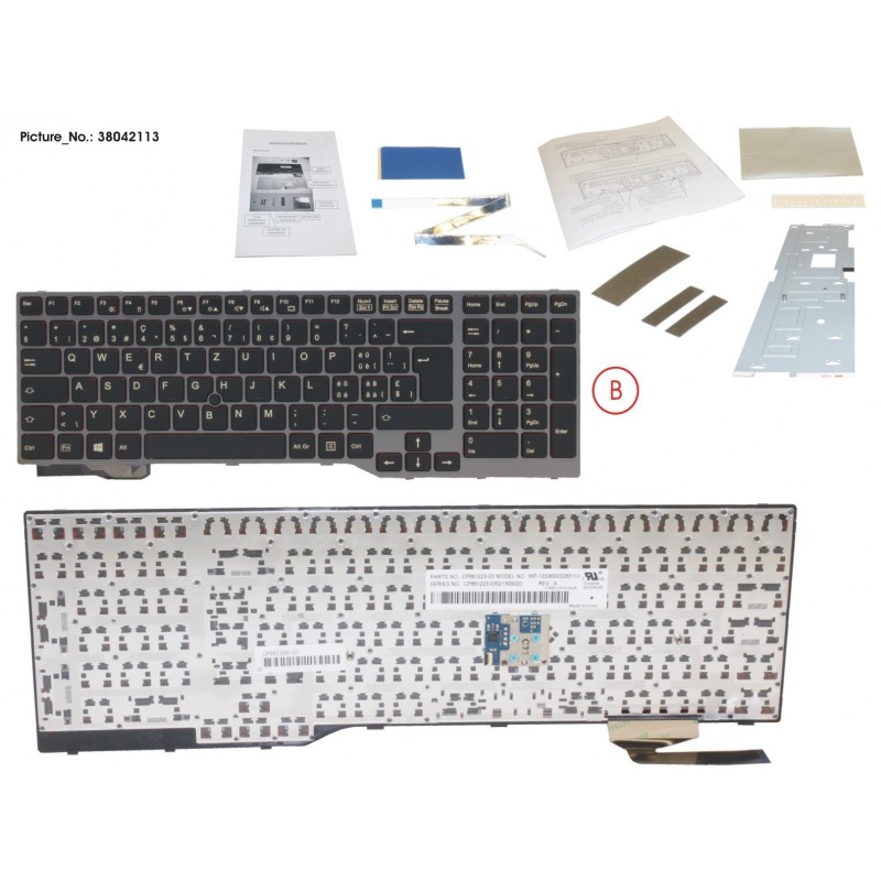 38042113 - KEYBOARD 10KEY BLACK/RED SWISS