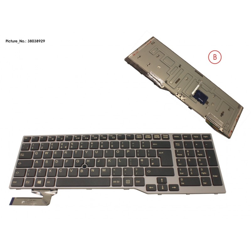 38038929 - KEYBOARD 10KEY BLACK/RED UK
