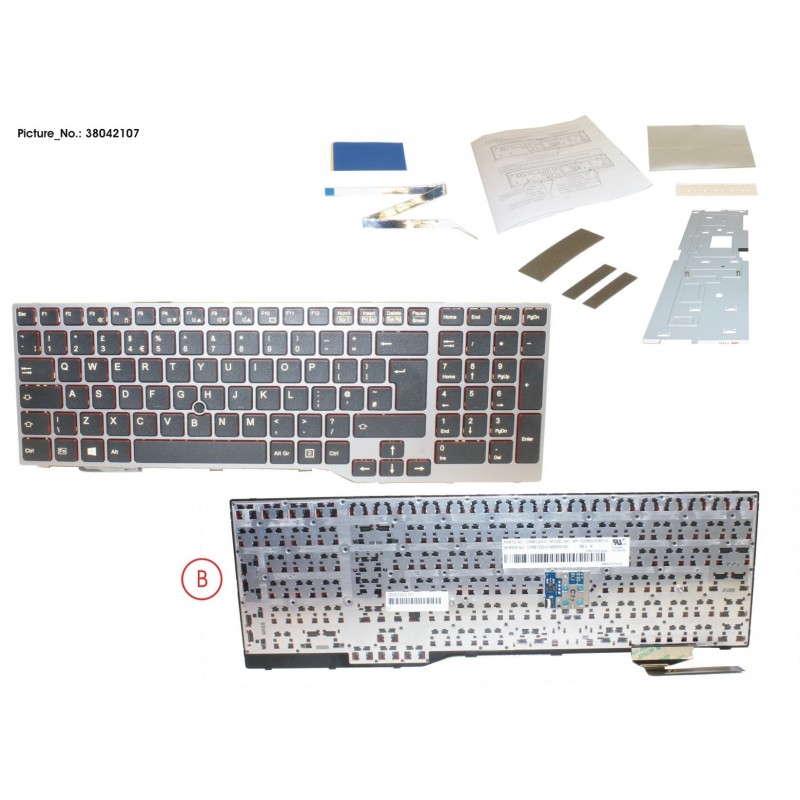 38042107 - KEYBOARD 10KEY BLACK/RED UK