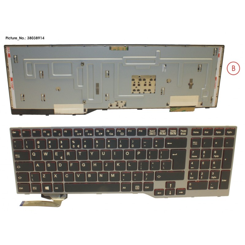 38038914 - KEYBOARD 10KEY BLACK/RED US W/O TS