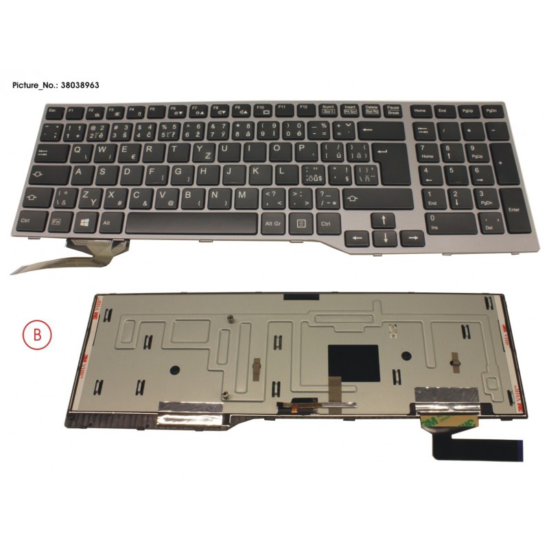 38038963 - KEYBOARD BLACK W/ BL CZECH/SLOV