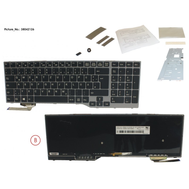 38042126 - KEYBOARD BLACK W/ BL GERMAN