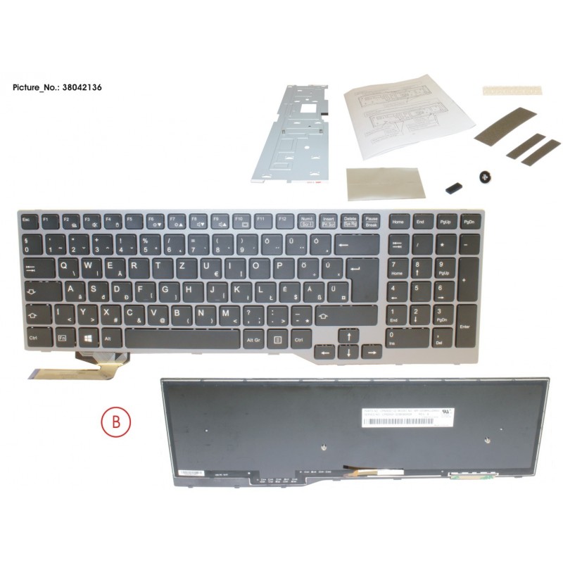 38042136 - KEYBOARD BLACK W/ BL HUNGARY