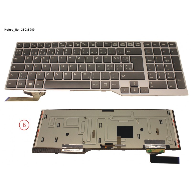 38038959 - KEYBOARD BLACK W/ BL NORDIC