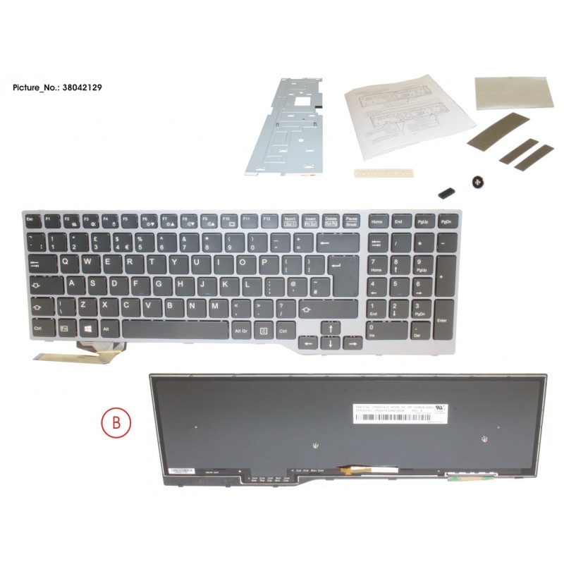 38042129 - KEYBOARD BLACK W/ BL UK