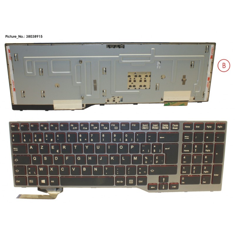 38038915 - KEYBOARD BLACK/RED BELGIUM W/O TS