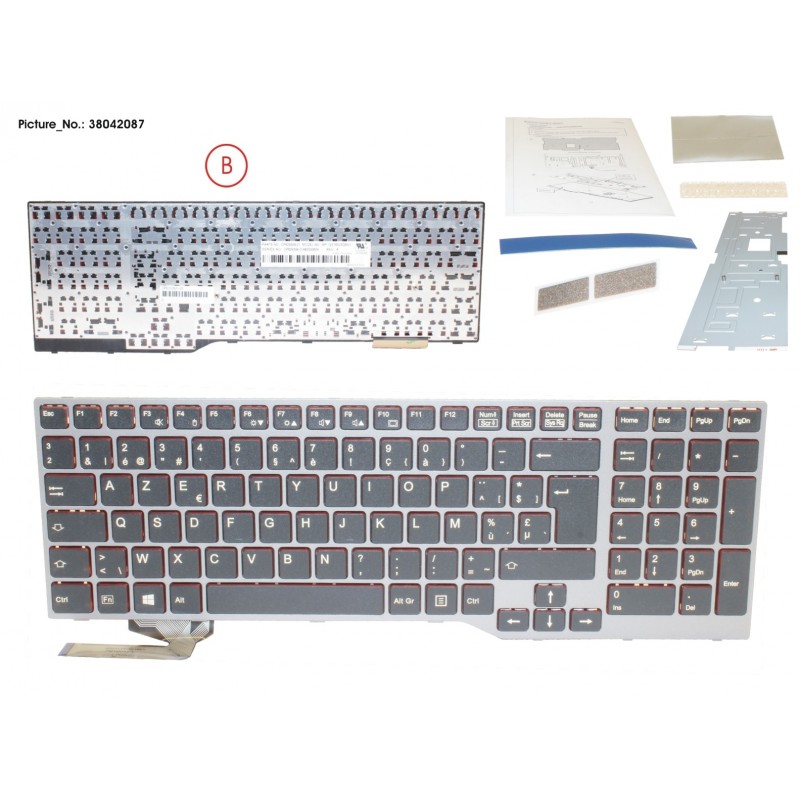 38042087 - KEYBOARD BLACK/RED BELGIUM W/O TS