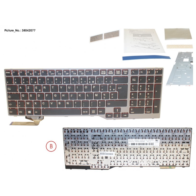 38042077 - KEYBOARD BLACK/RED FRANCE W/O TS