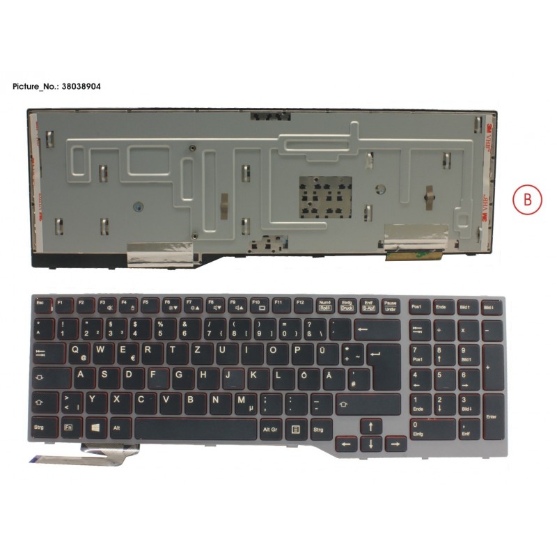 38038904 - KEYBOARD BLACK/RED GERMAN W/O TS