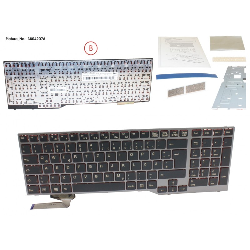 38042076 - KEYBOARD BLACK/RED GERMAN W/O TS