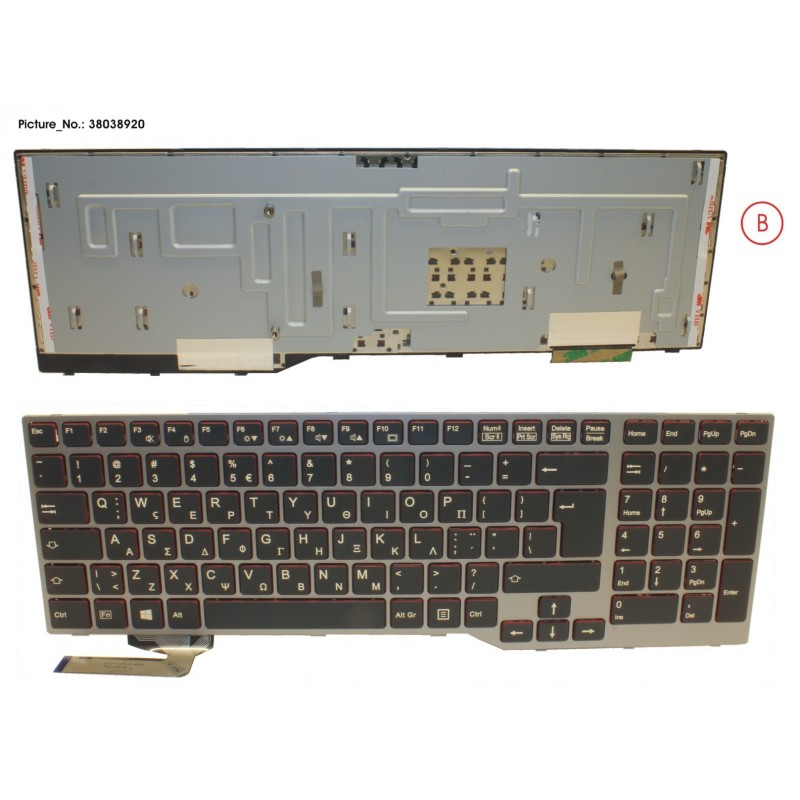 38038920 - KEYBOARD BLACK/RED GREECE W/O TS