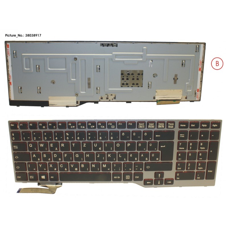 38038917 - KEYBOARD BLACK/RED HUNGARY W/O TS