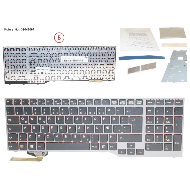 38042097 - KEYBOARD BLACK/RED ICELAND W/O TS