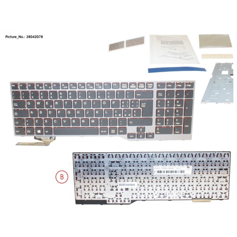 38042078 - KEYBOARD BLACK/RED ITALY W/O TS