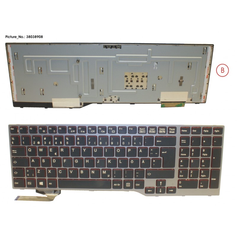 38038908 - KEYBOARD BLACK/RED SCHWEDEN/FIN W/O TS