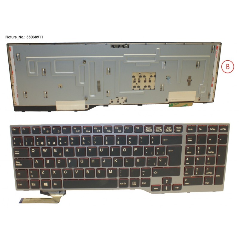38038911 - KEYBOARD BLACK/RED SPAIN W/O TS