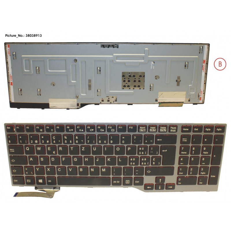 38038913 - KEYBOARD BLACK/RED SWISS W/O TS