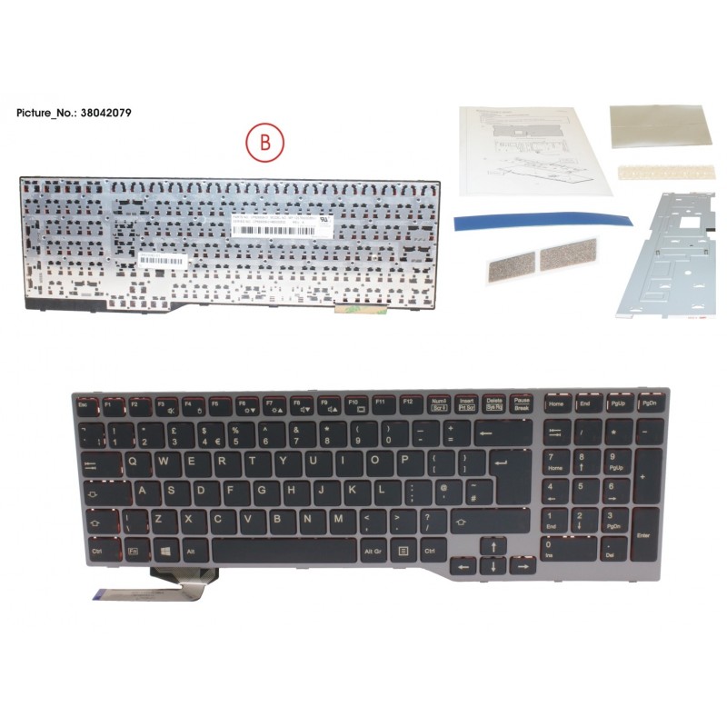 38042079 - KEYBOARD BLACK/RED UK W/O TS