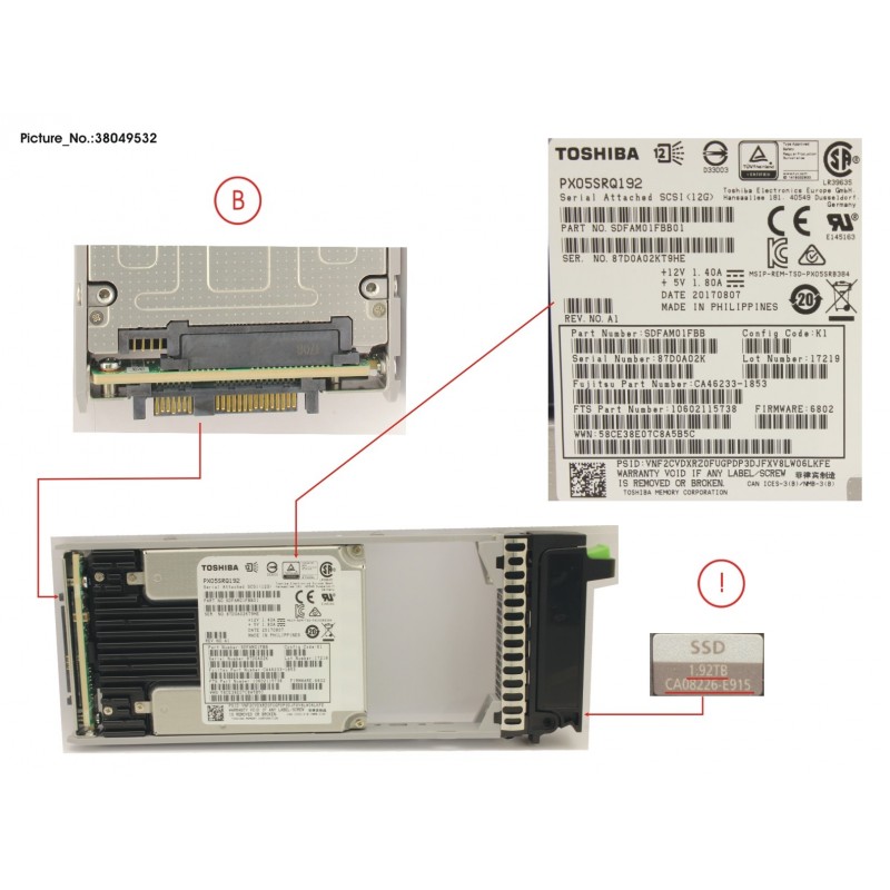 38049532 - DX S4 SED SSD SAS 2.5' 1.92TB 12G