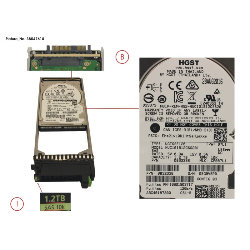 38047618 - JX40 S2 SED SAS 1.2TB 10K 12G 512N