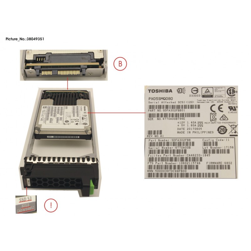 38049351 - DXS3 SED SSD SAS 800GB 12G 2.5 X1