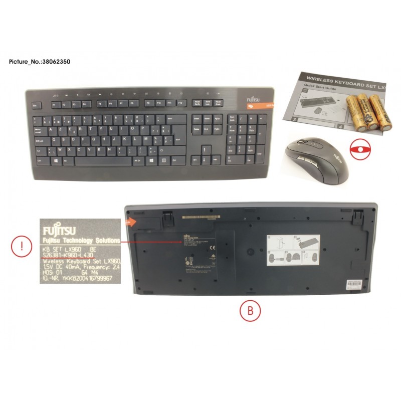 38062350 - WIRELESS KB MOUSE SET LX960 BE