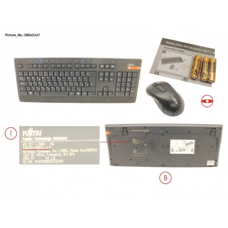 38062347 - WIRELESS KB MOUSE SET LX960 HU