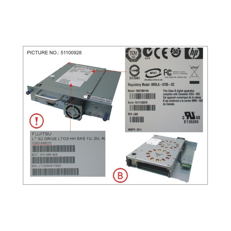 34032854 - LT S2 DRIVE LTO-3 HH SAS 1U, 2U, 4U