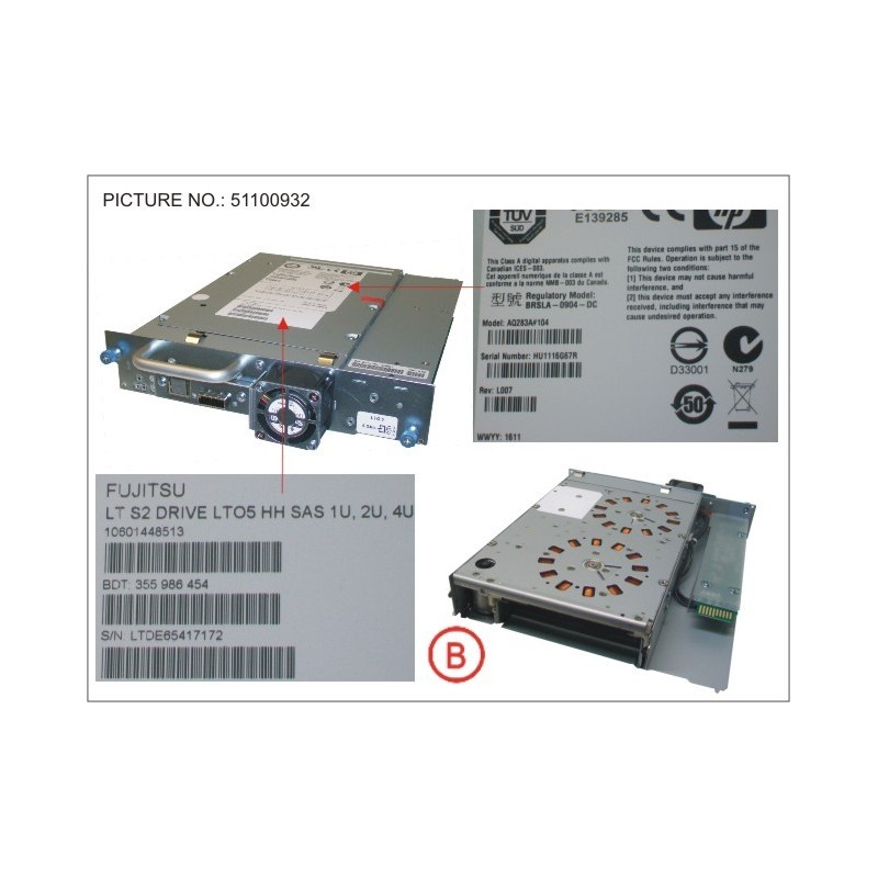 34032858 - LT S2 DRIVE LTO-5 HH SAS 1U, 2U, 4U