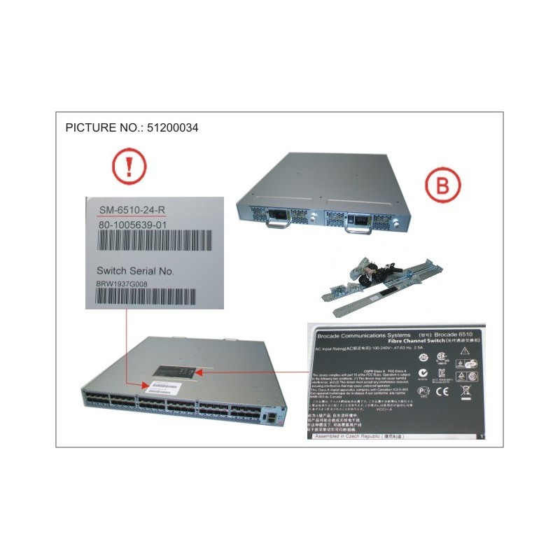 34034878 - BROCADE 6510, 24P, 0 SFP, SIDE EX. AIR