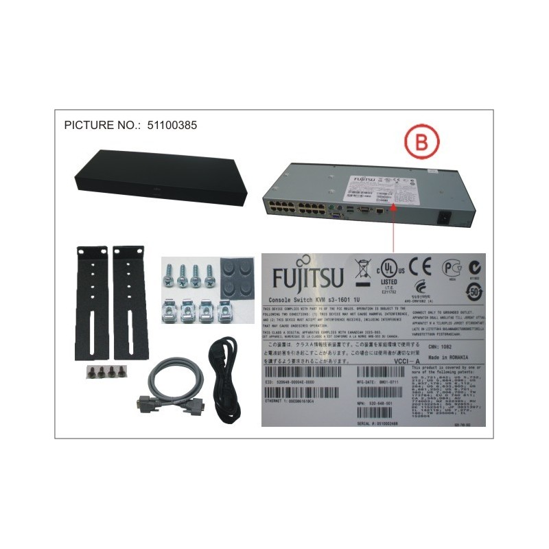 38018083 - CONSOLE SWITCH KVM S3-1601, 1U