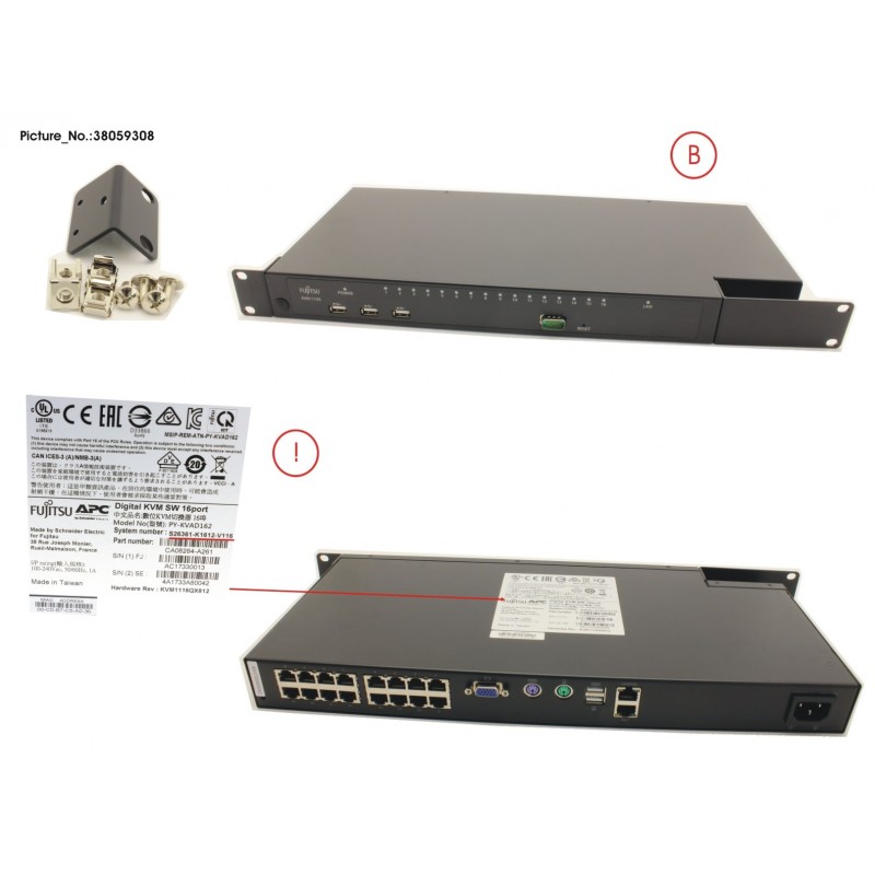 38059308 - CONSOLE SWITCH KVM1116P,DIG, VM, 1U