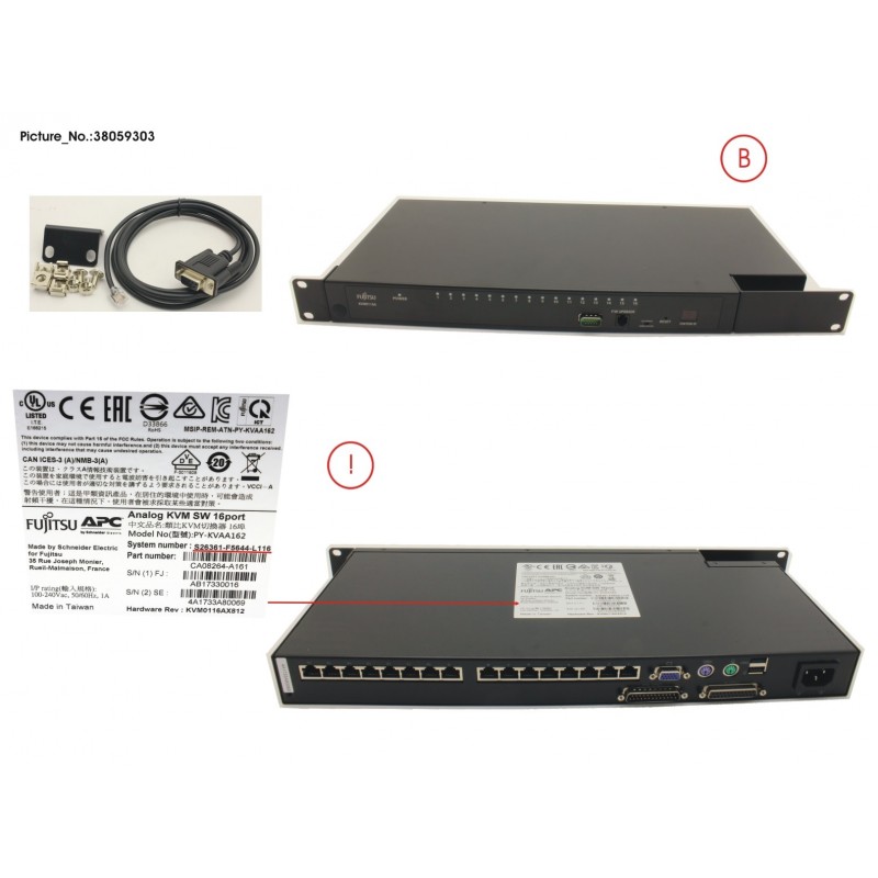 38059303 - CONSOLE SWITCH 16 PORT ANALOG KVM, 1U