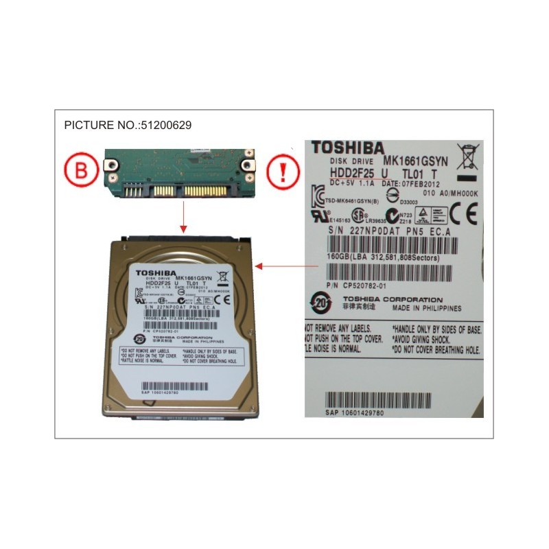 34037222 - HDD 160GB SATA S2 7.2K 2.5'