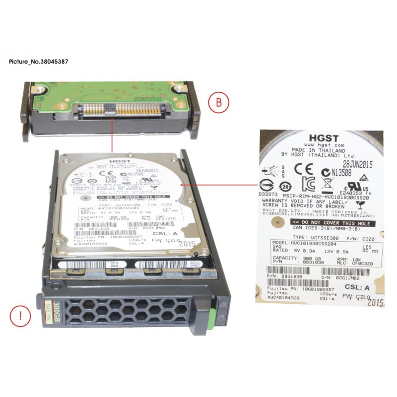 38045387 - HD SAS 12G 300GB 10K 512N HOT PL 2.5' EP