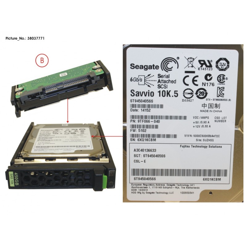 38037771 - HD SAS 6G 450GB 10K HOT PL 2.5' EP