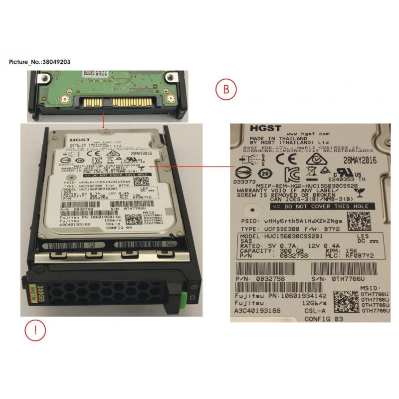 38049203 - HD SAS 12G 300GB 15K 512N SED H-PL 2.5'