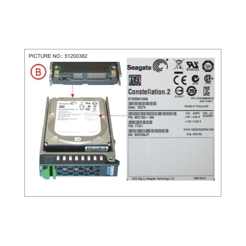 38019759 - HD SATA 6G 250GB 7.2K HOT PLUG 2.5' BC