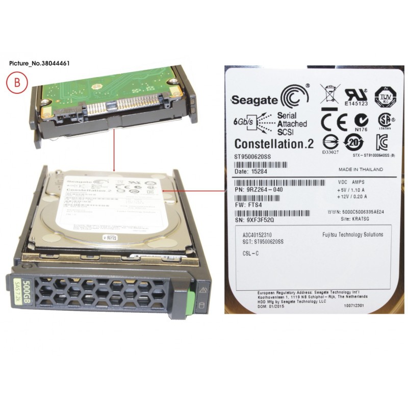 38044461 - HD SAS 6G 500GB 7.2K HOT PL 2.5' BC