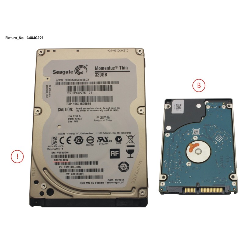 34040291 - HDD 320GB SATA2-5 5.4K - SGT 4K-AF (7MM)