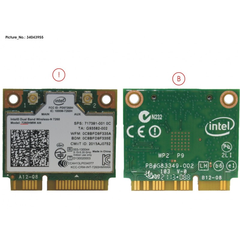 34043955 - WLAN MODULE INT DB N7260 AGBN+