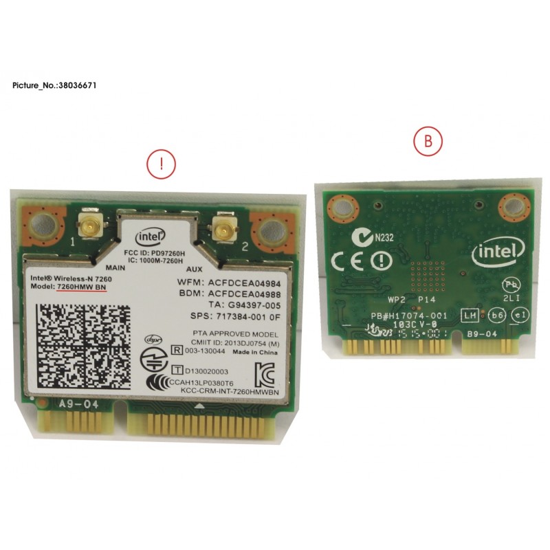 38036671 - WLAN MODULE INTEL 7260HMW BN (INCL. BT)