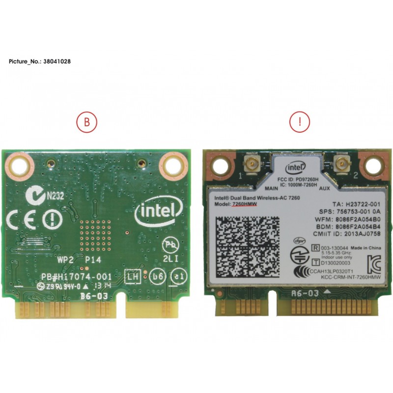 38041028 - WLAN MODULE INTEL 7260HMW GN (INCL. BT)