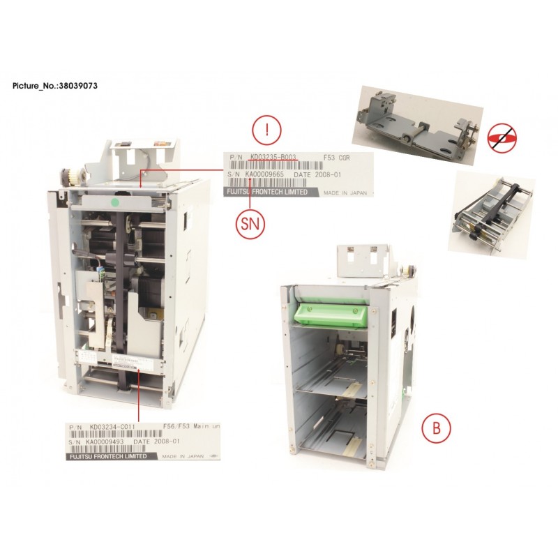 38039073 - F53 NOTE DISPENSER FRONT 2 CASS NO LOCK