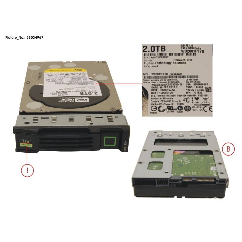 38034967 - HD SAS 6G 2TB 7.2K HOT PL 3.5' BC